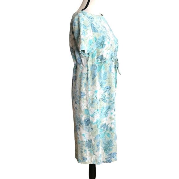 Maggy London 100% Silk Blue & Green Floral Print Dress Size 6 - Picture 2 of 7